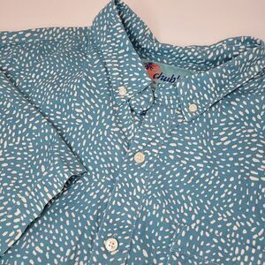 Chubbies‎ Popover Shirt Mens XL Teal Ombre Dots Short Sleeve Casual Hawaiian USA